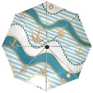Schattig cadeau blauwe golf geruite paraplu automatisch opvouwbaar automatisch open gesloten paraplu's winddicht UV-bescherming voor mannen vrouwen kinderen