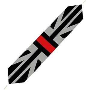 Zwarte dunne rode lijn Britse vlag tafelloper kort pluche tafelkleed linnen decoratieve tafelkleed voor feest bruiloft decor 229 x 33 cm