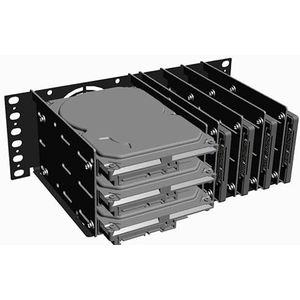 Rack 10 inch HDD-houder 2U size, tot 3 x 3,5 inch HDD en 4 x 2,5 inch SSD, gemaakt van staal 1,5 mm