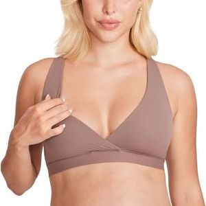 MOMANDA Racerback voedings-slaapbeha's voor borstvoeding Crossover draadloze zwangerschaps-bralette comfortabel Bruin Paars M
