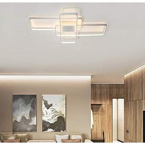 LED Plafondlamp Simple 3 square design Slaapkamerlamp, Moderne Dimbaar 3000K-6500K met Afstandsbediening Plafondverlichting, Energie-efficiëntieniveau E Voor Woonkamer Eetkamer Gang (Gebogen Wit)