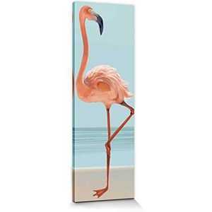 1art1 Flamingos Poster Kunstdruk Op Canvas Beautiful Pink Flamingo Muurschildering Print XXL Op Brancard | Afbeelding Affiche 120x40 cm