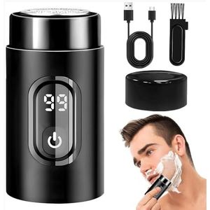 Draagbaar elektrisch scheerapparaat, oplaadbaar elektrisch scheerapparaat voor heren, mini shave elektrisch scheerapparaat, draagbaar, baardtrimmer, nat en droog gebruik, geschikt voor thuis, reizen