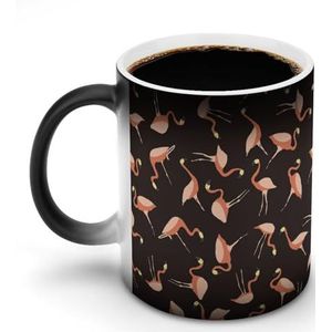 Tropische Vogel Flamingo Aanpassen Magic Warmte Veranderende Mok Keramische Cup Koffie Mokken Warmtegevoelige Grappige