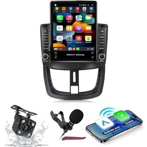 Android 14 Autoradio Navi voor P-eugeot 207 (2006-2015) 9.7 ""Verticale schermradio met draadloze carplay Android Car GPS met Bluetooth 5.0 HIFI FM 5G-WiFi SWC MIC-camera,M200s