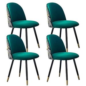 GEIRONV Eetkamer Set van 4, for Woonkamer Slaapkamer Keukenstoel Modern Design Zacht fluweel met rugleuning make-up stoel Eetstoelen (Color : Green)