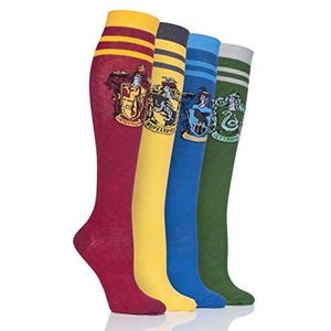 SockShop Dames Harry Potter huisbadge katoenen kniekousen verpakking van 4, Gesorteerd, 36