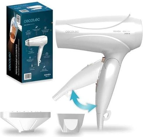 Cecotec - Sèche-Cheveux Travelwhite - 2400 W - Compact - Pliable - Pro Ionizer