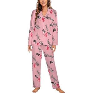 Daddys klein meisje vrouwen lange mouw button down nachtkleding zachte nachtkleding lounge pyjama set XL