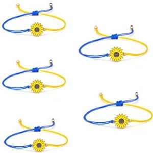 5 stks Peace Sunflower Armbanden Oekraïne Armband Verstelbare Cord Armband Vriendschap Legering Armband voor Mannen Vrouwen