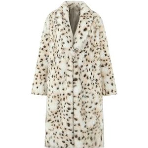 CakfLjkhl Dames Lange Nepbontjas Luipaard Pluizig Oversized Losse Fuzzy Winterjassen Parka Overjas,Luipaard,L