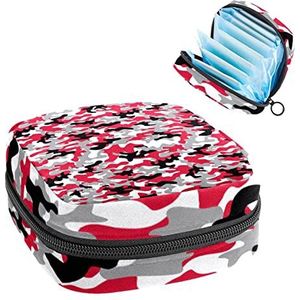 Periode Pouch, Draagbare Tampon Opbergtas voor Maandverband, Militaire Camo, Meerkleurig, 4.7x6.6x6.6 in/12x17x17 cm