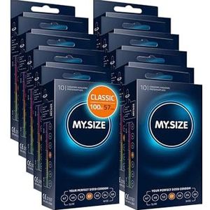 MY.SIZE Classic condooms maat 4 I 57 mm breed I 100 stuks maxi pack I premium condooms extra dun I condooms true to touch gossamer I dunne 0,07 mm wanddikte I condooms veganistisch