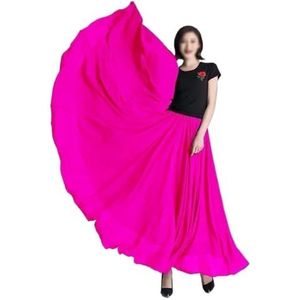 Flamencorok for vrouwen 180/360/540/720 graden volle cirkel swingrok Spaanse danskostuum Volwassen vloeiende geplooide gelaagde rok for optredens Halloweenfeest Rode krijt thema-outfit(Rose red_180)