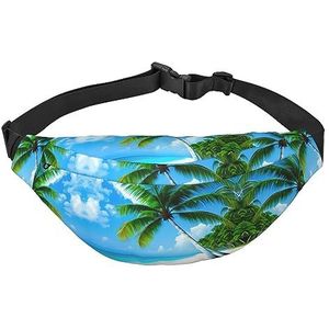 Waterdichte polyester heuptas met - lichtgewicht en duurzame crossbody-tas voor mannen en vrouwen Peace Tree Frog, Palmbomen en Blauwe Zee, Eén maat