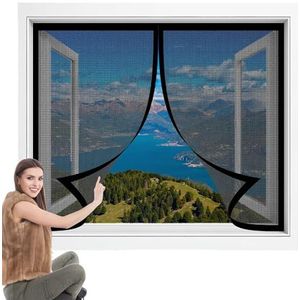 Vliegenhor Voor Raam 265 x 212 cm Zomer Huishoudelijk Vliegenbestendig Scherm Geen Boren of Schroeven, Eenvoudige Installatie Voor Keuken- Slaapkamer- Kamerramen, Zwart