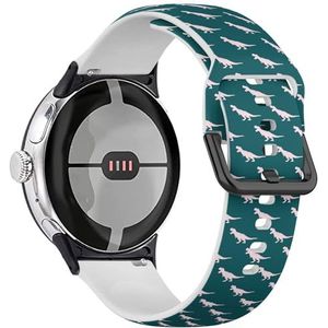 RYANUKA Zachte sportband compatibel met Google Pixel Watch 2 (2023) / Pixel Watch (2022) (roze meisje dinosaurus) siliconen armband accessoire