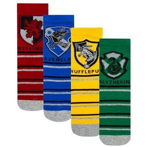 Harry Potter Sokken 4-Pack | Ravenclaw, Huffelpuf, Zwadderich, Griffoendor Sokken Voor Kinderen | Jongens Sokken met Leuke Patronen | Veelkleurig 37-40