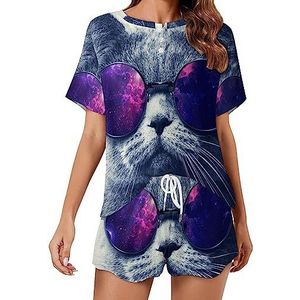 Cool Cat Fashion 2 STKS Womens Pyjama Sets Korte Mouw Nachtkleding Zachte Loungewear Stijl-9