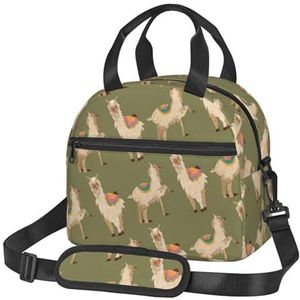 WANGHAHA Alpaca. Print Lunch Bag Herbruikbare Geïsoleerde Volwassen Tote Lunch Tas voor Vrouwen/Mannen Werk Picknick Strand Reizen