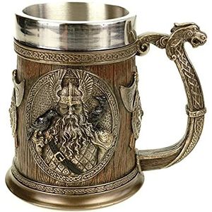 Veronese 708-775 kruik Germaanse goden Thor en Odin met drakargreep met metalen inzetstuk, beker Noordmannen