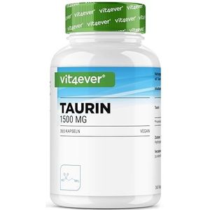 Taurine - 365 capsules - Hooggedoseerd met 1500 mg per dagelijkse portie - 99% zuiverheid - zonder toevoegingen - Veganistisch