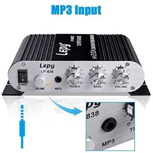 Audioversterker, 83 8BT 2.1CH 2x300W Digitale Auto Power Amplifier Bluetooth Hi-Fi Stereo Basversterker Audio Ondersteuning Subwoofer Auto Home BAS Audio(Adapter)