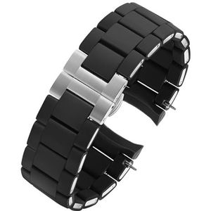 LUGEMA Rubber Horlogeband Siliconen Polsband Armband Rose Gouden Gesp Compatibel Met Armani AR5905 AR5906 AR5919 AR5920 20 23mm Horlogeband Band (Color : Black-Silvery, Size : 20mm)