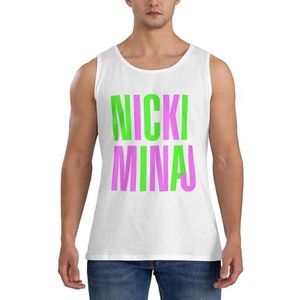 Nicki Music Minaj tanktop shirt heren body build mouwloos vest shirt running workout tank tops zwart, Wit, XXL