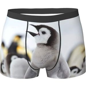ZJYAGZX Leuke Pinguïn Dier Patroon Print Mannen Zachte Boxer Slips Shorts Viscose Trunk Pack Vochtafvoerende Heren Ondergoed, Zwart, XL