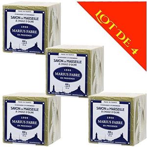 Set van 4 Marseille zeep met olijfolie, 400 g blokjes Marius Fabre