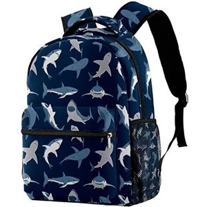 Rugzak Lichtgewicht Daypack Rugzak voor Shool Blue Ocean Shark Patroon