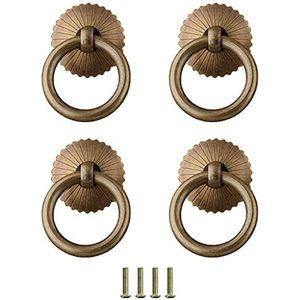 Bronzen haak 4 stks Drop Ring Handvat 35mm Chinese Stijl Antieke Messing Ring Pull Handvat Keukenkasten Garderobe Lade Meubelbeslag Retro Stijl Kleine Pull Ring (Zwart) (Color : Antique Bronze 2)