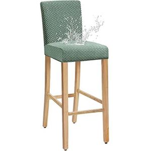 JUNZHE Barstoel krukhoezen, rekbare verwijderbare wasbare stoelhoes voor korte draaibare eetkamerstoel achterstoel barkruk stoel (zeegroen, set van 2)