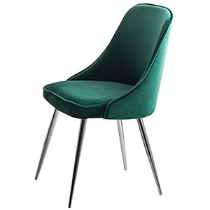 GEIRONV 45×43×80cm Eetkamerstoelen,Fluweel Zilveren Voeten Receptie Chair voor Slaapkamer Balkon Studie Lounge Stoel 1 Stuk Eetstoelen (Color : Green, Size : 45x43x80cm)