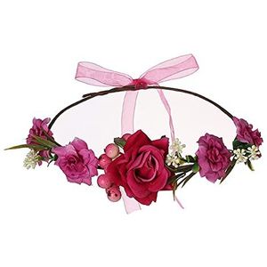 Foto rekwisieten verstelbaar lint bruiloft festival feest hoofddeksel bloem kroon voor vrouwen bloem hoofdband roos slinger (rose rood)