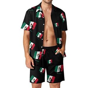 Mexicaanse voetbalspeler Hawaiiaanse bijpassende set 2-delige outfits button-down shirts en shorts voor strandvakantie