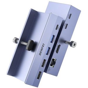 BENFEI 8-in-1 C-hub met beveiligde klem, 4K @60Hz HDMI, Gigabit Ethernet, 100 W PD, USB-C, 2 x USB-A 3.2, 2 x USB 2.0, compatibel met MacBook, iPad Pro, iMac, S23, XPS17