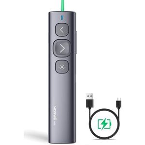 Norwii N95 Presentatieklikker, PowerPointklikker voor presentatie op afstand, oplaadbare draadloze presentatoraanwijzer, Slide Clicker voor laptop/e-boek in klaslokaal, auditorium, kerk (Groen, USB-A)