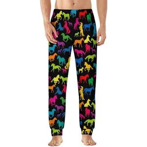 Gekleurde paarden heren pyjama broek zachte lounge bodems lichtgewicht slaapbroek