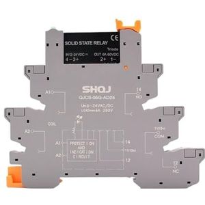 Interface voor DIN-railmontage, slank SSR-relais, QJCS-05G-AD24 SSR IN 12-24 V DC-spoel, 2 A 6 A SPNO DC-besturing DC DC Controle AC (Maat: 6A DC-DC Schroef Grijs)