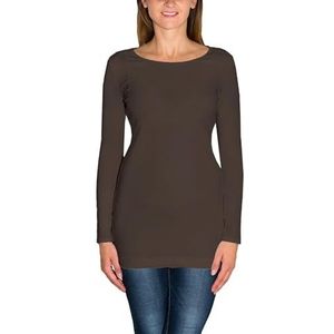 Alkato Dames Shirt met Lange Mouwen Tuniek, Bruin, L