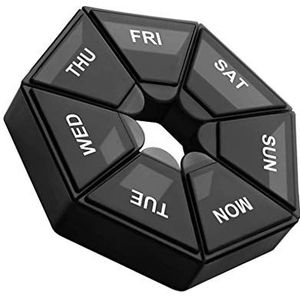 Pillendoosjes - Zwart - 7 Grids Opslag Tablet Houder - Draagbaar - Huishoudelijke Container Box