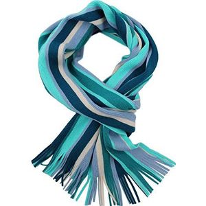 Herensjaal, wollen sjaal, gebreide sjaal, wintersjaal, warm en zacht, strepen, geruit, meerdere kleuren, groen en petrol, 185x27cm