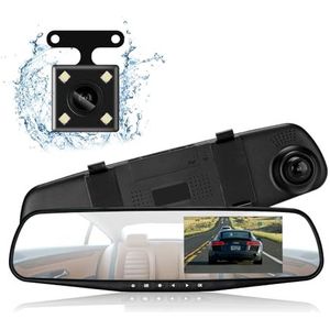 Podazz Dash Cam Spiegel Dash Camera Voor en Achter 1080P Full HD Video Auto Rijden Recorder Groothoek Dual Lens Dashboard Camera DVR met G-Sensor, Loop Recording Parking Mode Bewegingsdetectie (blauw)