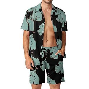 Hart Olifant Hawaiiaanse sets voor mannen Button Down korte mouw trainingspak strand outfits XL