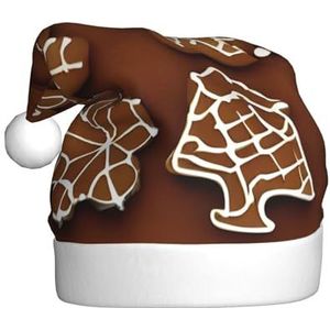 SSIMOO Peperkoek Cookies Pluche Kerstmuts voor volwassenen, feestelijke feesthoed, ideaal feestaccessoire voor bijeenkomsten