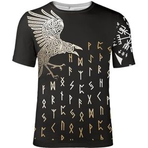 Nordic Thor's Hammer Yggdrasil Tattoo T-shirt, Unisex Viking 3D Odin Crow Fenrir Wolf Rune Print Korte Mouw, Zomer Strand Casual Harajuku Pagan T-shirt (Color : Viking 4, Size : 4XL)