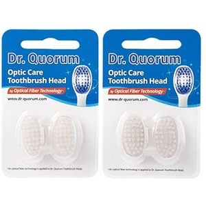 Dr. Quorum Optic Care Tandenborstelkop 4 stuks (2 stuks X 2 Packs), Tandenborstelkop voor Dr. Quorum Optic Care Elektrische Tandenborstel, Glasvezel Borstelharen