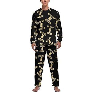 Kiss My Ace Poker Zachte heren pyjama set comfortabele loungewear top en broek met lange mouwen geschenken XL